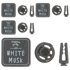 John's Blend 車用芳香劑 方形夾式 - 白麝香 主體+補充錠1入, 4個