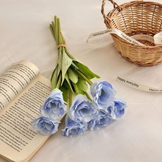 人造花 夏日野餐氣息洋桔梗, 貝殼藍, 7個