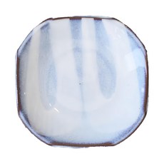 5吋皿 日本製 14 x 2cm 砥粉白流 1個, 白色 + 藍色