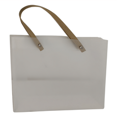 PP磨砂提袋 Set 10 透明PP材質 複合式牛皮紙提繩, 橫O, 1包