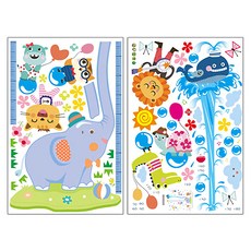 80g 可愛卡通身高測量壁貼 兒童房裝飾, 大象噴水 多色