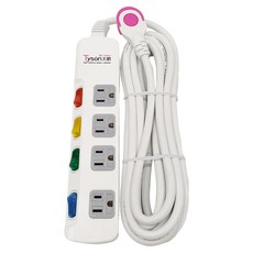 Tyson 太順電業 3孔5開4插延長線插座 TS-354AS, 具過載保護、防範火災, 4.5m, 1條