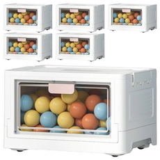 雙開門摺疊收納箱, 特大號（外50x30x36cm），耐重30kg，PP材質, 粉色, 大號 38 x 27.5 x 23cm, 6個