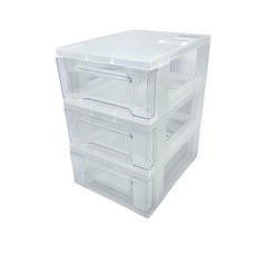 YAMADA 抽屜盒 453 三層桌面收納盒, 透明色, 3個