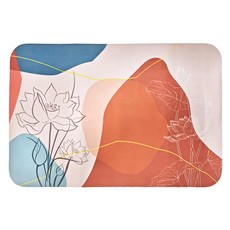 Mega 新奈米皮革軟硅藻土地墊 莫蘭迪荷花 腳踏墊 防滑地墊 地毯 門墊, 60 x 40cm, 1個