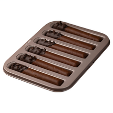 CHEFMADE 學廚 WK9840 金色 6連雪茄費南雪蛋糕模, 外部19.5 x 25.7 x 1.9cm 內部2.5 x 15cm, 1個