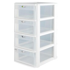 SHUTER 樹德 livinbox 魔法收納力A4玲瓏盒 PC-2440, 白櫃透明抽, 275W x 350D x 565H mm, 四層抽屜收納盒, 4層