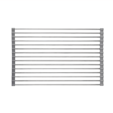 捲簾式 水槽瀝水架, 矽膠+金屬, 基礎款/升級款, 12管/15管/18管, 圓管, 大(47.5 x 29.5cm), 1個