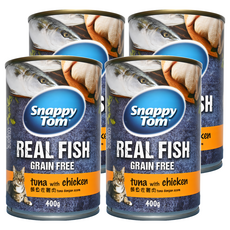 Snappy Tom 幸福貓 無穀大貓罐 鮪魚佐雞肉 含Omega 3、牛磺酸 豐富維生素及營養, 400g, 4罐