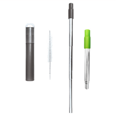 感恩使者 不鏽鋼伸縮環保吸管 附收納盒 吸管刷 吸嘴套 ZHCN2434-G 綠色, 1入, 1組