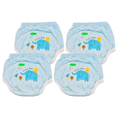 JB DESIGN 嬰幼兒學步尿褲 內褲型，純棉布，防漏膠布，多層吸水布, L, 大象藍, 4件