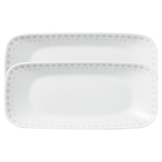 Corelle 康寧 藍色花朵印花長方形餐盤 Set, 白色, 2個