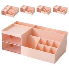 小清新多功能桌面收納盒, 珊瑚粉, 6個