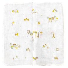 日本OP Mini 紗布巾 Set 5條 - 花園印花，小髒巾, 32 x 32cm, 小鐵塔