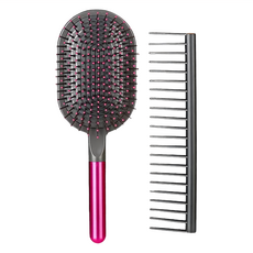 CStar 防靜電氣墊按摩梳 + 寬齒梳 COMB001 155g, 黑色 + 粉紅, 1組