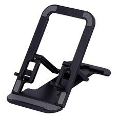 FANCY LIFE 桌面薄型手機支架 黑色 輕巧便攜 多角度調整, 1個