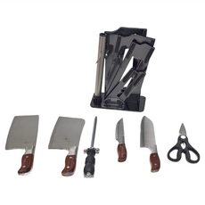 EDISH 紅木廚房專用刀具7件套裝, 紅木手柄，輕盈刀身，切割輕鬆自如，配備通風刀座, 33 x 23 x 10.8cm, 1組