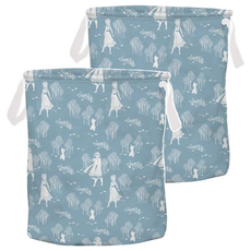 收納王妃 迪士尼收納系列 冰雪收納桶 圓大 DN012707 直徑35 x 47cm, 灰藍旅程, 2個