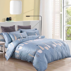 貝淇小舖 40支100%純天絲TENCEL 35cm 4件組 - 親膚天絲, 床包 + 兩用被套 + 枕套組, 雙人, 小清新