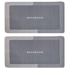 矽藻土軟地墊 Set 2個 方形, 淺灰色, 60 x 40cm, 1組