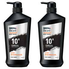 MEN's Biore 台灣公司貨 10倍炭男性專用 痘痘調理沐浴乳, 750g, 2瓶
