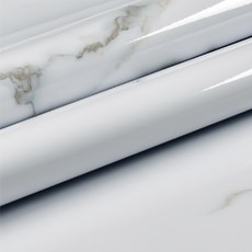 KOTI 日安生活 仿真大理石紋防水防油自黏壁紙 雅典白, 1捲