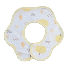 Pureal 純真兔 北歐風情防水花瓣圍兜, 26x26cm, 適用年齡0-3歲, 黃色, 1入, 1條