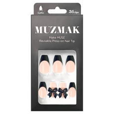 MUZ MAK 方形指甲貼 反轉魅力 柔軟TPU材質, Black Ribbon, 1盒