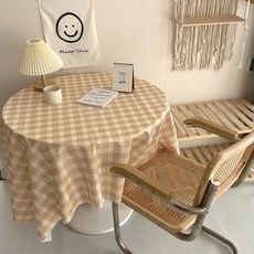 沐慕家居 奶油格桌布 70 x 70cm, 奶油黃, 2個