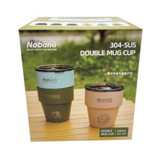 NOBANA 不鏽鋼帶蓋雙層隔熱杯 300ml, 戶外雙層露營杯, 304不鏽鋼材質, 顏色隨機, 1個