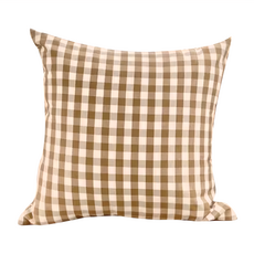 無印風大地色抱枕套, 45 x 45cm, 咖啡小格紋, 1個