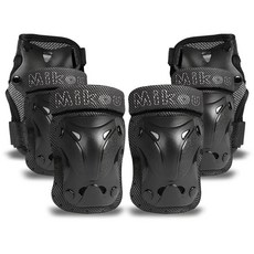 Mikou 兒童運動護具三件組 附收納袋 黑色, 1組, 黑色的