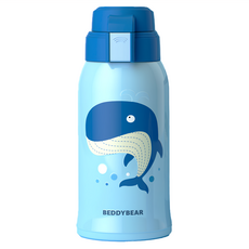 BEDDYBEAR 杯具熊 3D浮雕兒童保溫杯, 600ml, 藍色鯨魚 藍色, 1個