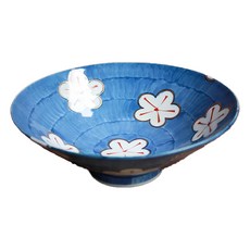 美濃燒 手繪濃梅7井, 1個, 藍色 + 白色 + 紅色