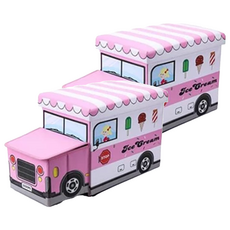 卡通玩具收納箱, 1層, 粉紅色