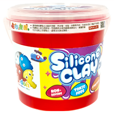 Q-doh 有機矽膠黏土 歡樂柔軟量量桶, 無毒無味, 台灣製造, 適合3歲以上, 紅色, 1kg, 1個