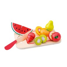 New Classic Toys 水果總匯切切樂組 8件 荷蘭木玩品牌 天然木材與無毒塗料 精緻擬真呈現學習生活知識與應用, 1組