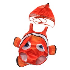 愛北鼻 寶寶小丑魚泳裝 Set 含泳帽, XXL, 尼莫橘