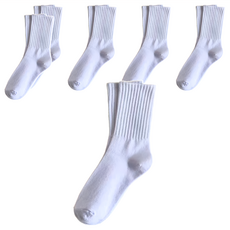 好棉 美拉德 簡約百搭素色堆堆襪 Set 6, 高含量棉質透氣舒適, 多種顏色選擇, 白色, 全長30cm(22~25cm著用)