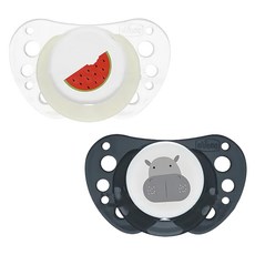 Chicco AIR透氣拇指型矽膠安撫奶嘴 2入組-河馬, 16個月以上, 1組