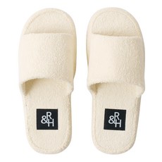 Room&Home 毛巾布開口式室內拖鞋, 象牙白, 1雙