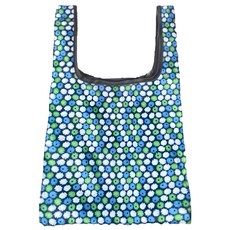 FIFIOO 手腕型立體環保購物袋 23x19x24cm 可折疊 收納袋 隨身, 藍綠白小花, 1個