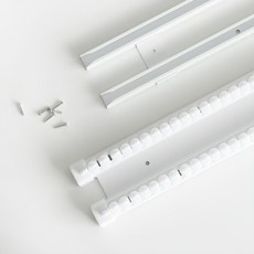 THEONE HOMEDECO 伸縮式低噪音電鍍窗簾桿 雙桿款, 白色
