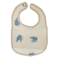 CHU-MI 啾米 六層紗手繪圍兜, 100%純棉六層紗, 輕薄透氣又吸水, 貼心雙扣設計, 不勒寶寶脖子, 越洗越柔軟, 一年四季都適用, 鯨魚, 1條, 1件