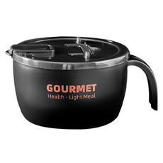 GOURMET 不銹鋼泡麵碗, 黑色, 1300ML, 304不銹鋼內膽+PP外層, 1個