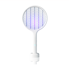 ANTIAN USB充電多功能電蚊拍 手動蚊子控制 蚊子誘捕燈 垂直底座 三層網 強勁電池壽命, 861AT22E1-WT, 26.5*8.8*7.5cm