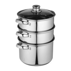 KitchenCraft 雙耳不鏽鋼三層蒸煮鍋 多層蒸籠 20cm 雙耳設計方便拿取 適合小家庭使用, 1個