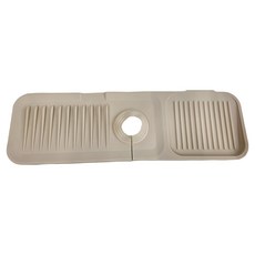 矽膠水龍頭瀝水墊 45x14x0.5cm 適用於6.5cm以內孔徑 防止水龍頭積水, 米白色, 1組