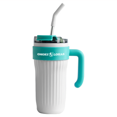 OMORY 316美式把手保溫杯 附吸管 SUS316不鏽鋼內膽 雙飲設計, 860ml, 1個
