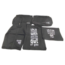 JB Design 可水洗/防潑水衣物收納六件組 (衣物袋 + 內衣收納包 + 束口袋 + 平口袋), 黑色, 大中小